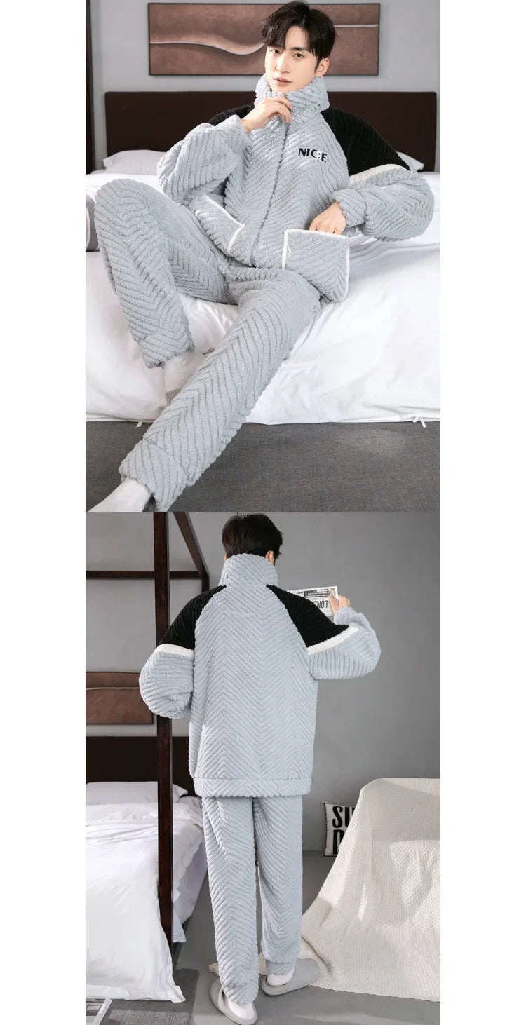 Pijama grueso para hombre con cierre