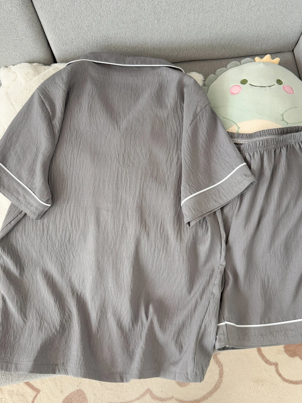 Pijama camisero liso para hombre de tejido fino