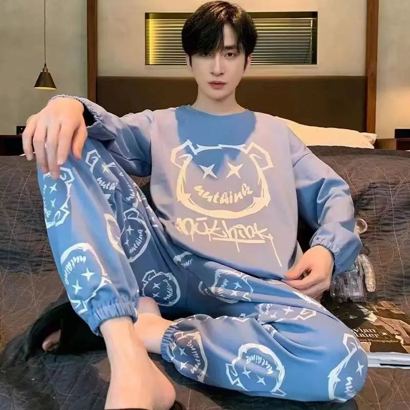 Pijama de punto para hombre con pantalón largo