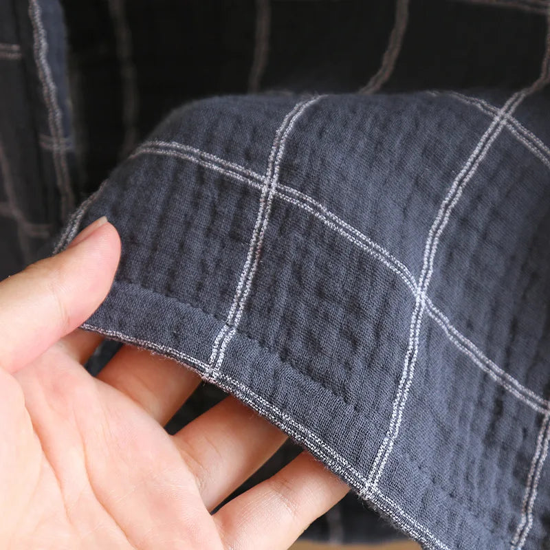 Pijama de algodón crepé a cuadros para adultos