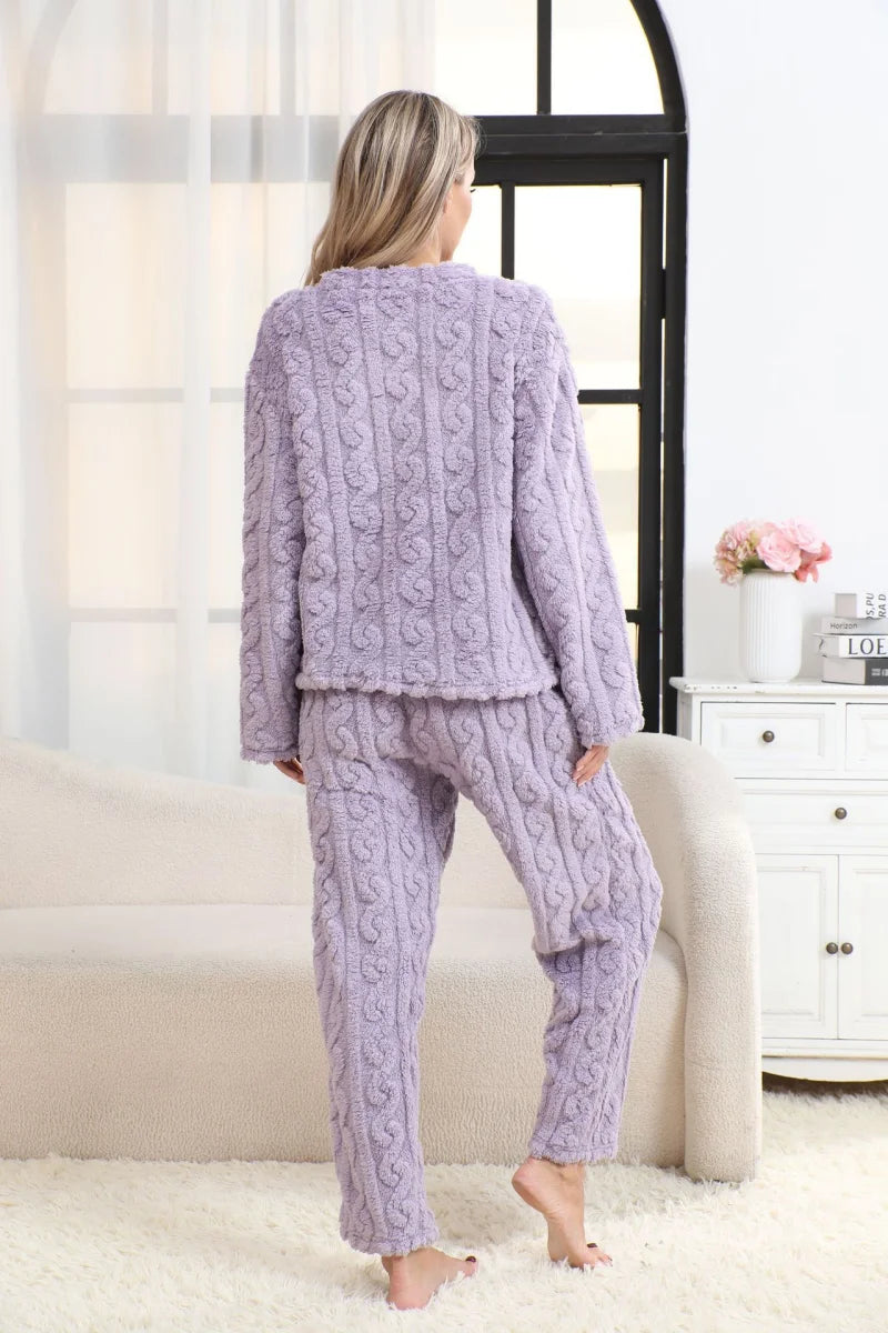 Pijama grueso para mujer con textura jacquard