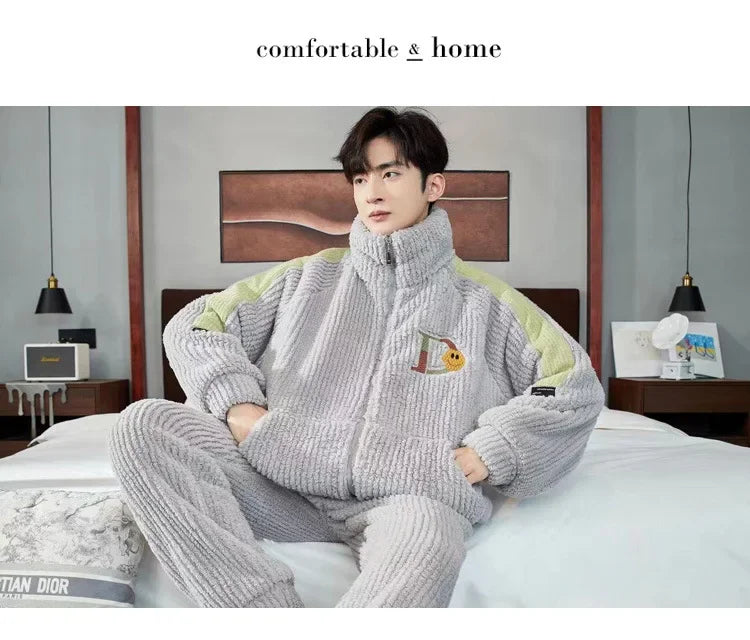 Pijama grueso para hombre con cierre