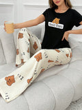 Pijama de remera manga corta y pantalón con dibujos