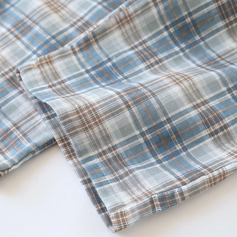 Pijama camisero de algodón para hombre a cuadros
