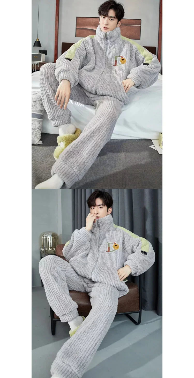 Pijama grueso para hombre con cierre