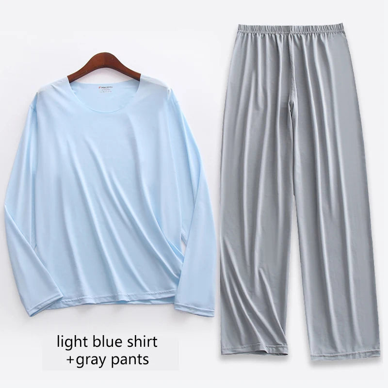 Pijama liviano para hombre con elastano y manga larga