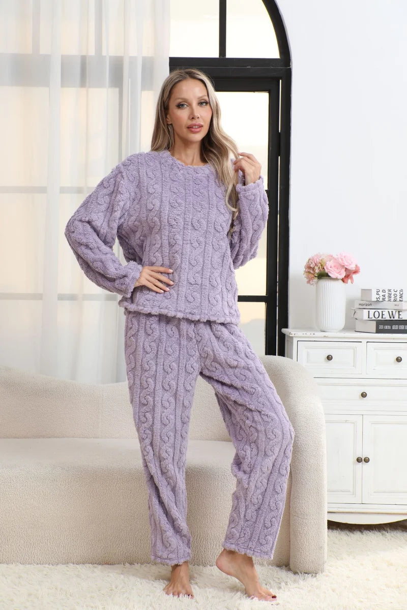 Pijama grueso para mujer con textura jacquard