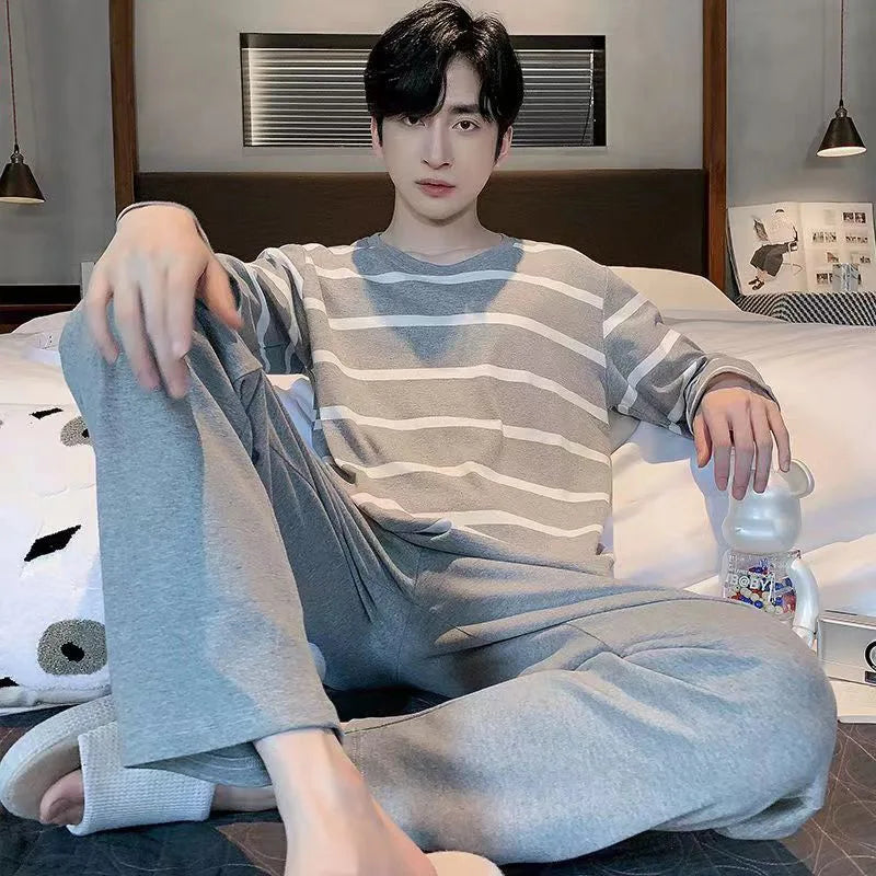 Pijama de punto para hombre con pantalón largo