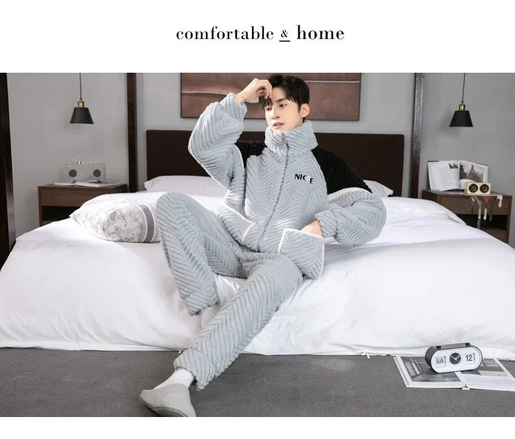 Pijama grueso para hombre con cierre