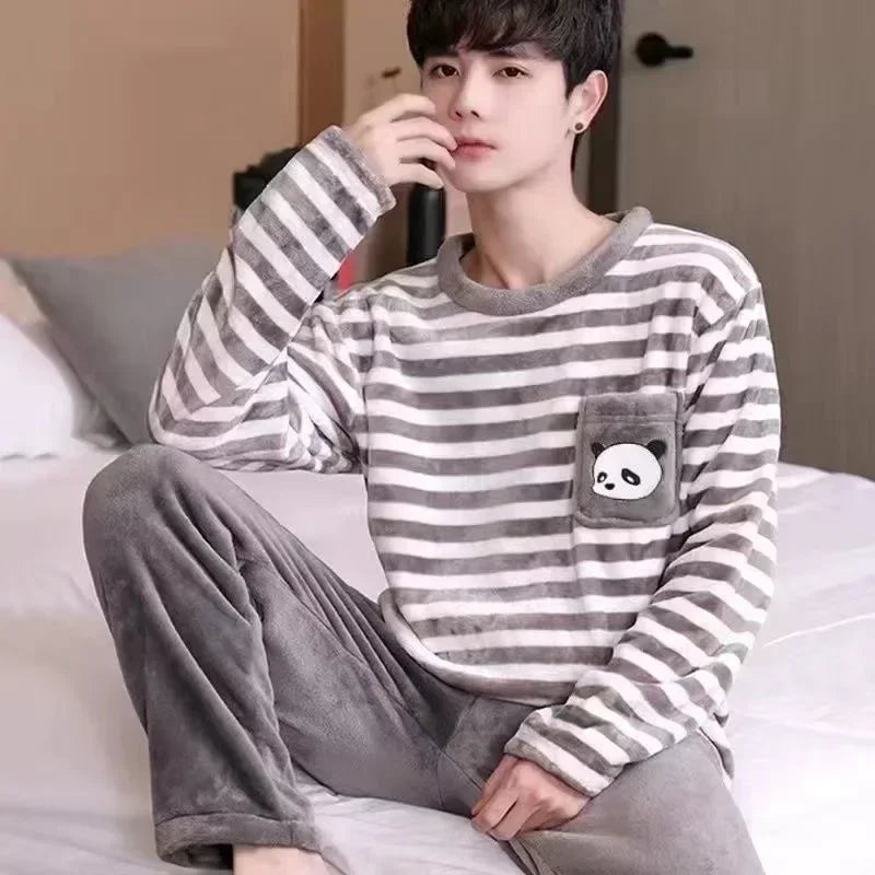 Pijama de franela estampada para hombre