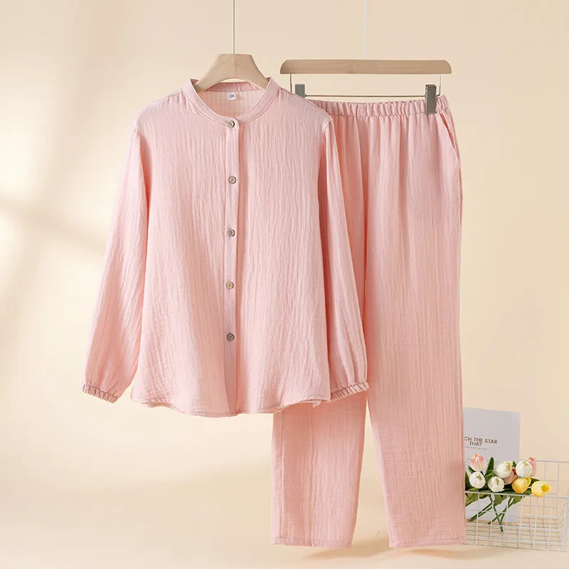 Pijama de algodón crepé a cuadros para adultos