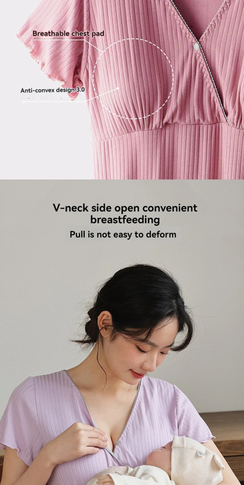 Camisón premamá de verano con escote en V