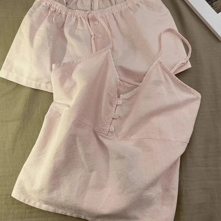Pijama corto de algodón y poliéster con escote en V