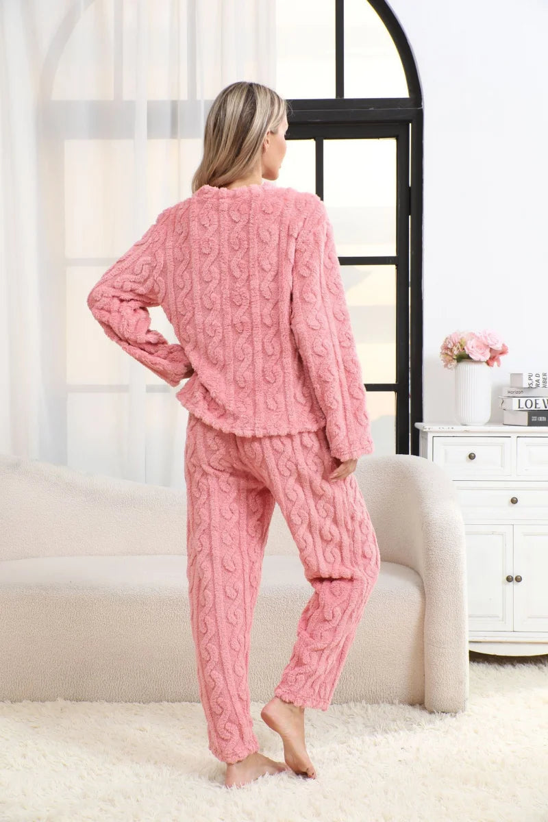 Pijama grueso para mujer con textura jacquard