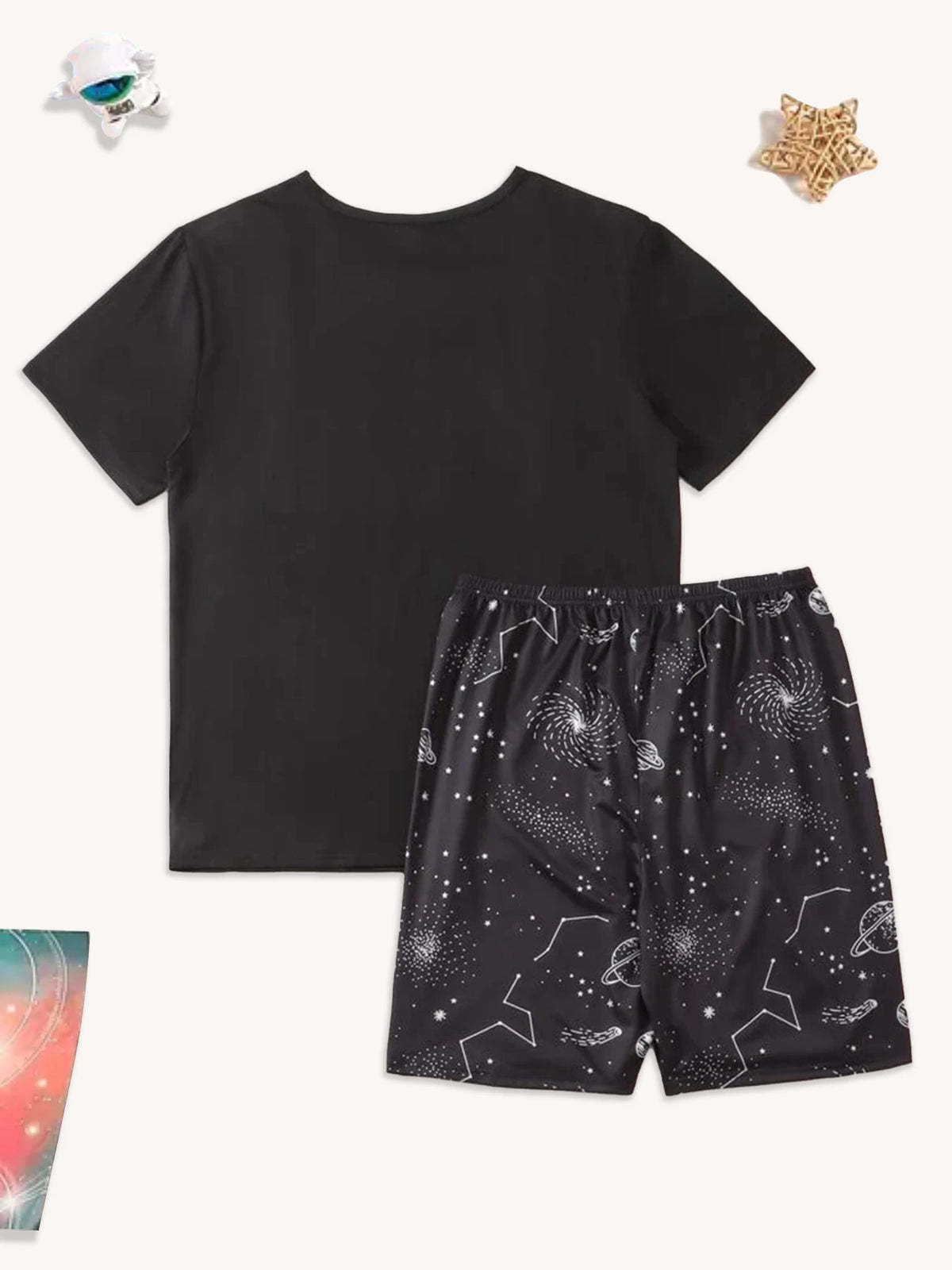 Pijama para hombre con estampa de planetas y manga corta