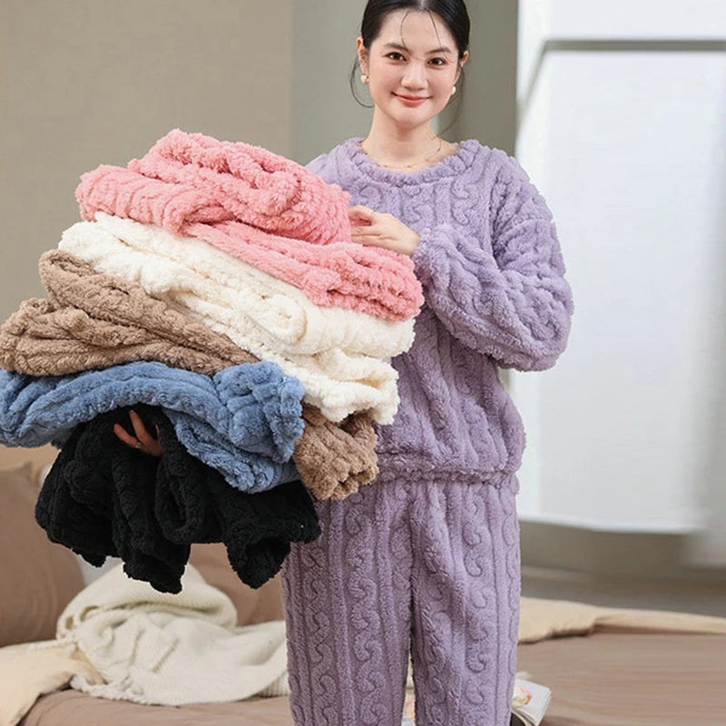 Pijama grueso para mujer con textura jacquard