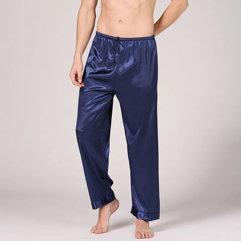 Bata de satén para hombre con cinturón y bolsillos