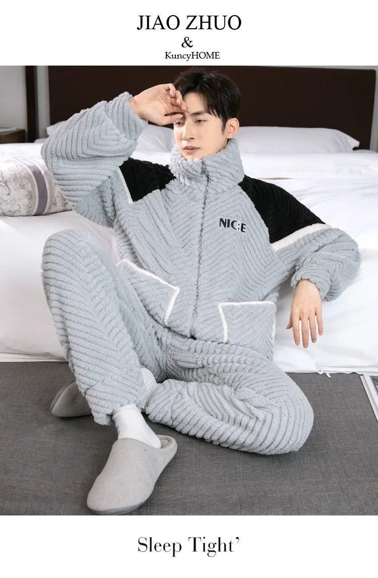 Pijama grueso para hombre con cierre