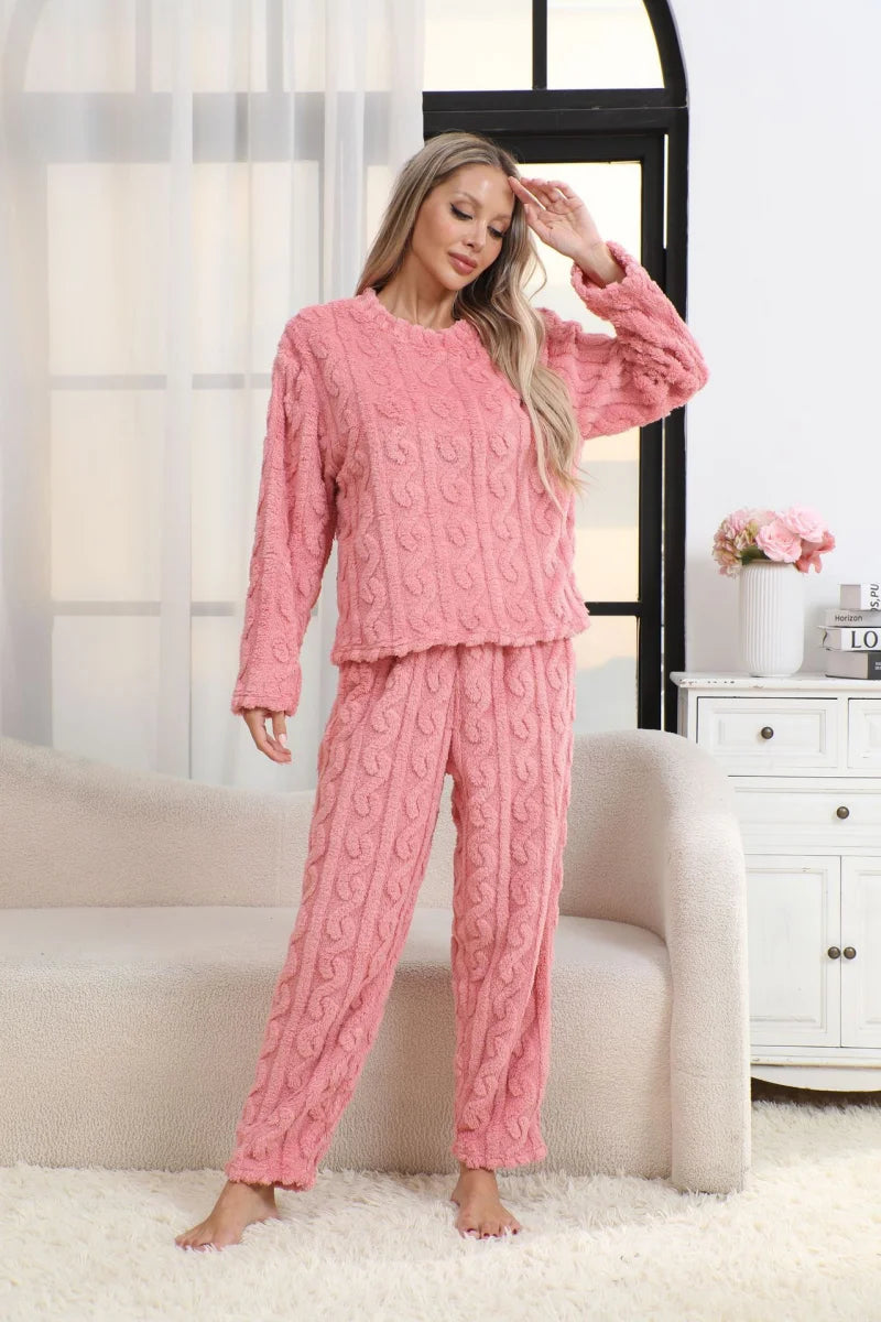 Pijama grueso para mujer con textura jacquard