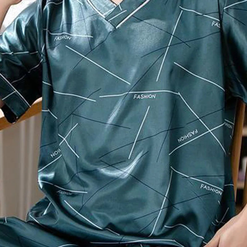 Pijama de punto para hombre con letras y cintura elástica