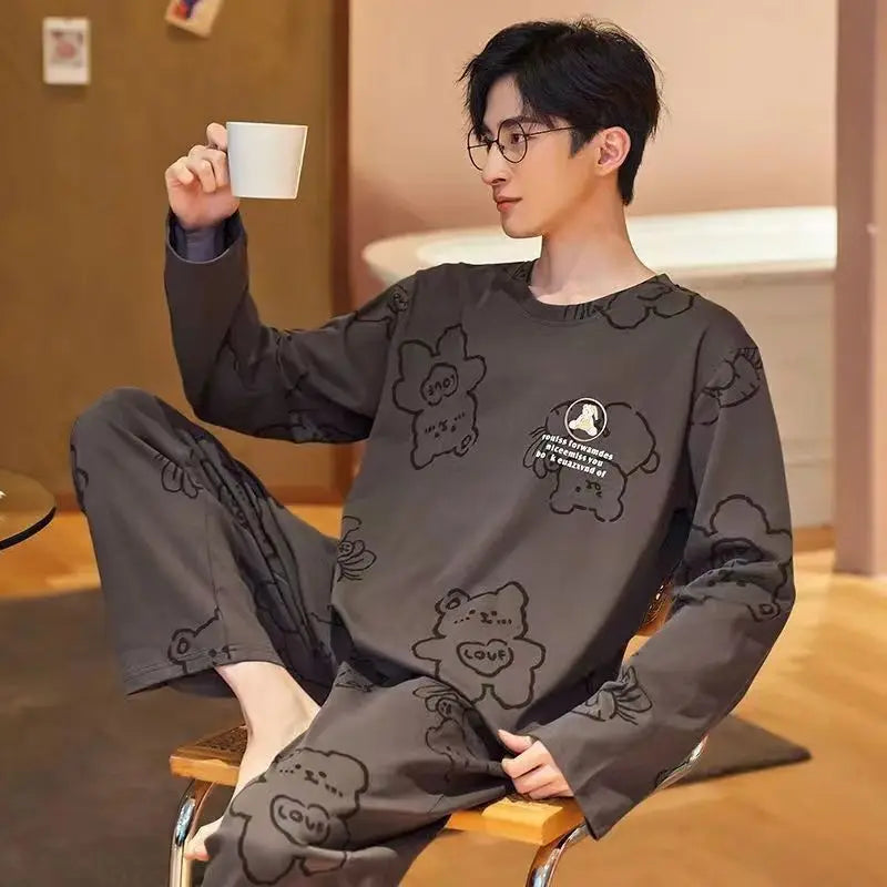 Pijama de punto para hombre con pantalón largo