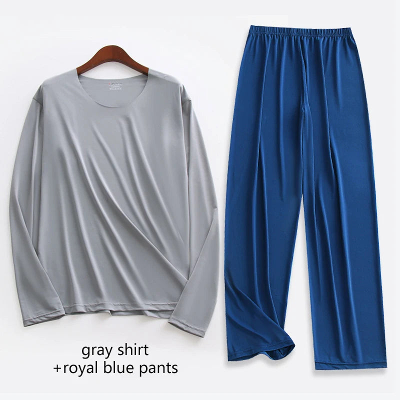 Pijama liviano para hombre con elastano y manga larga