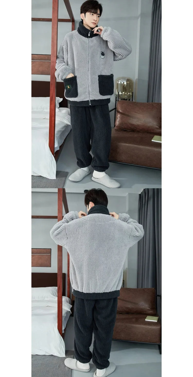Pijama grueso para hombre con cierre