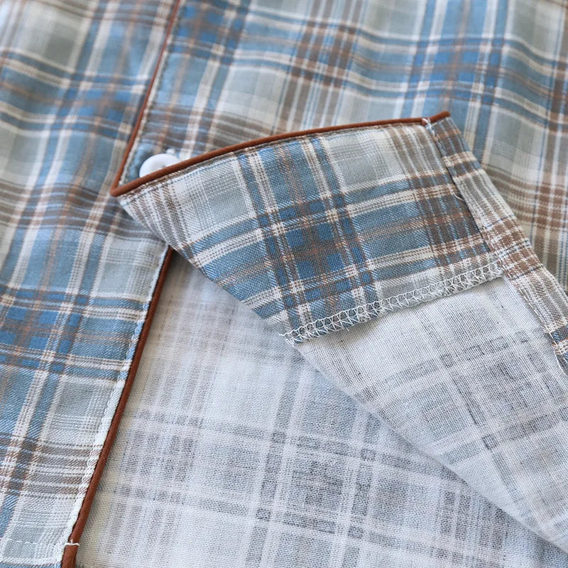 Pijama camisero de algodón para hombre a cuadros