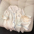 Pijama camisero corto de algodón y elastano con lunares