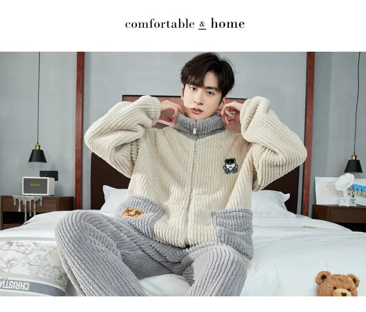 Pijama grueso para hombre con cierre