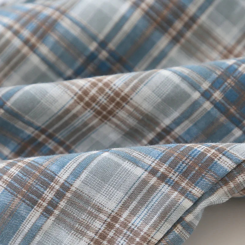 Pijama camisero de algodón para hombre a cuadros