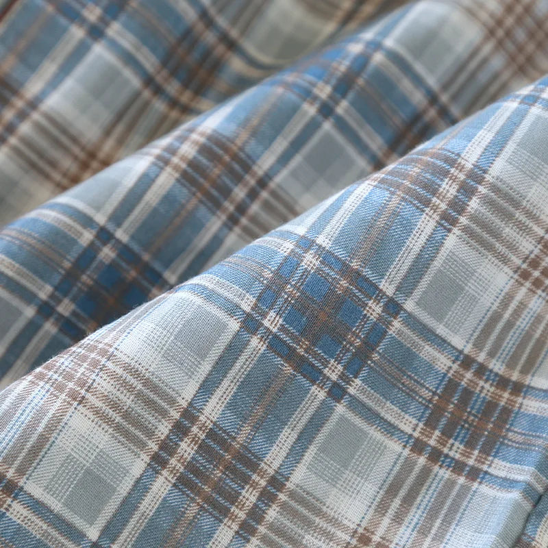 Pijama camisero de algodón para hombre a cuadros