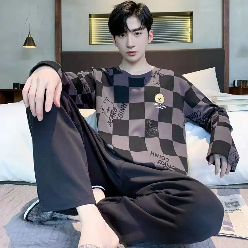Pijama de punto para hombre con pantalón largo
