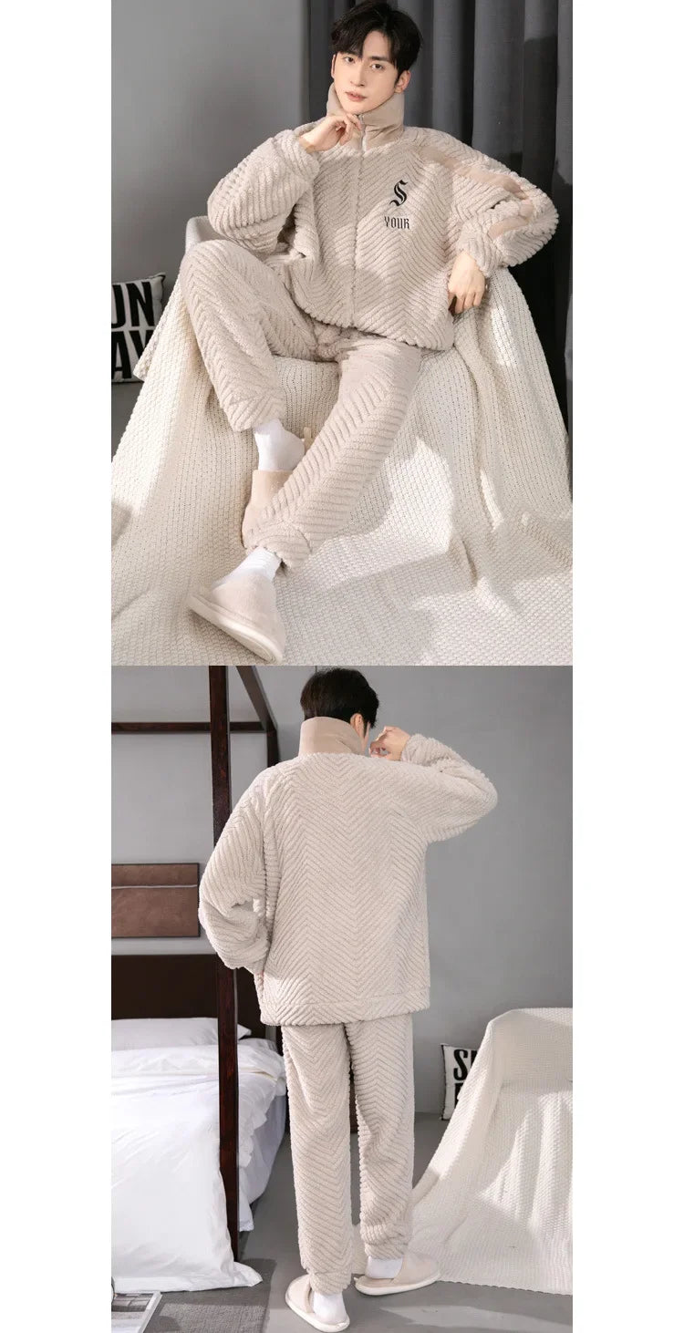Pijama grueso para hombre con cierre