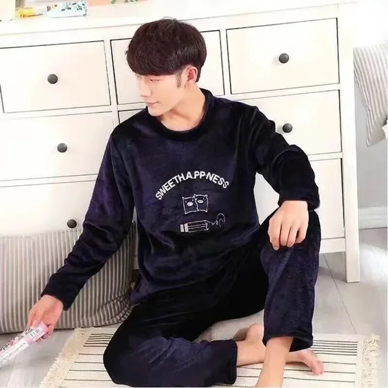 Pijama de franela estampada para hombre
