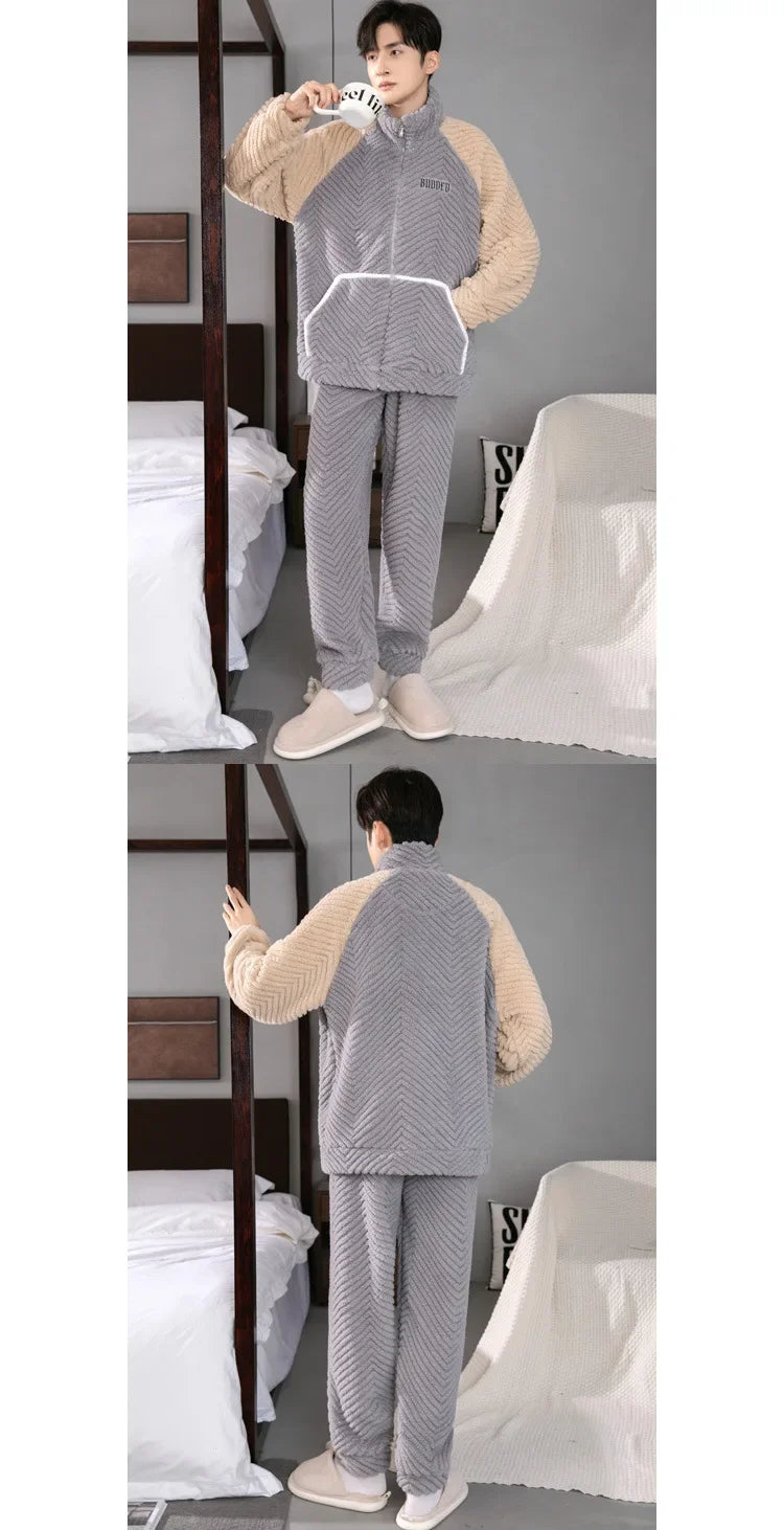 Pijama grueso para hombre con cierre