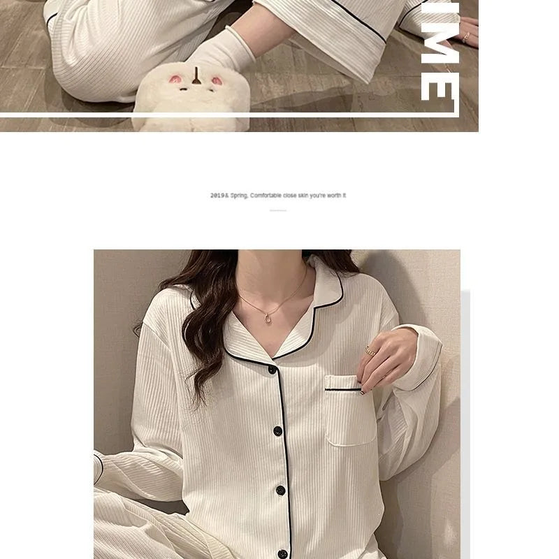 Pijama liso para mujer con solapas y pantalón al tobillo