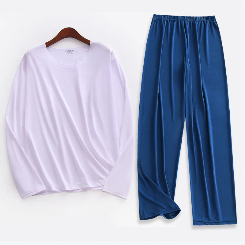 Pijama liviano para hombre con elastano y manga larga