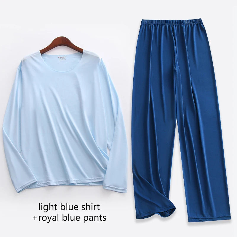 Pijama liviano para hombre con elastano y manga larga