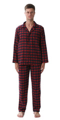 Pijama camisero de franela para hombre con bolsillos