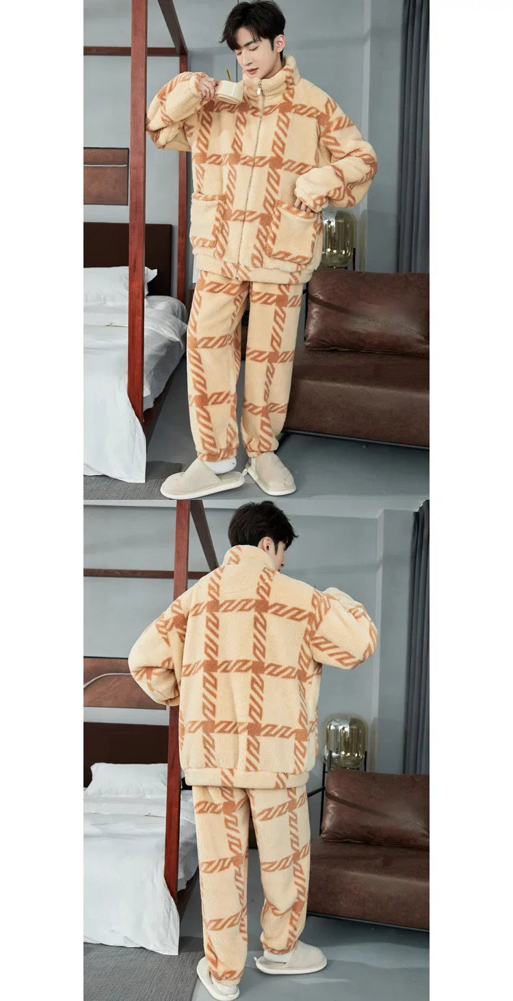 Pijama grueso para hombre con cierre