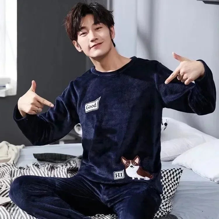 Pijama de franela estampada para hombre