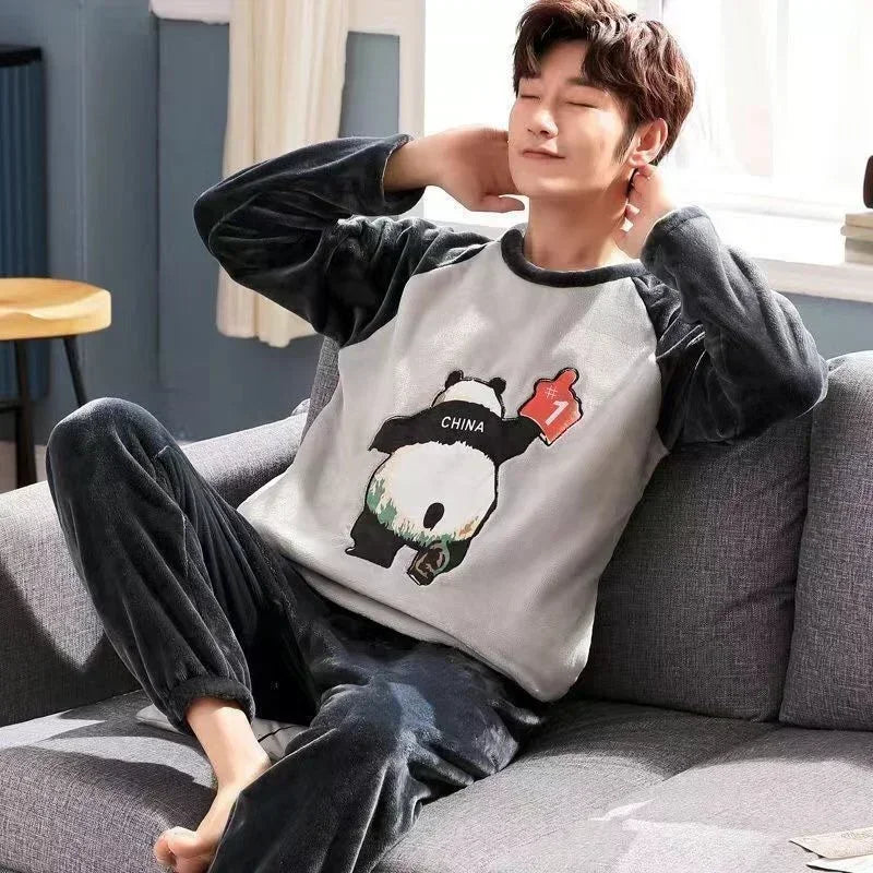 Pijama de franela estampada para hombre