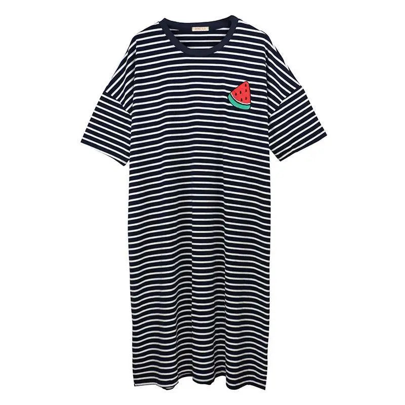 Camisón remerón largo a rayas de manga media