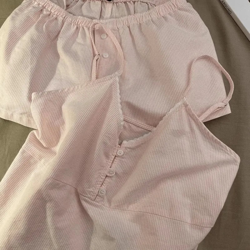 Pijama corto de algodón y poliéster con escote en V
