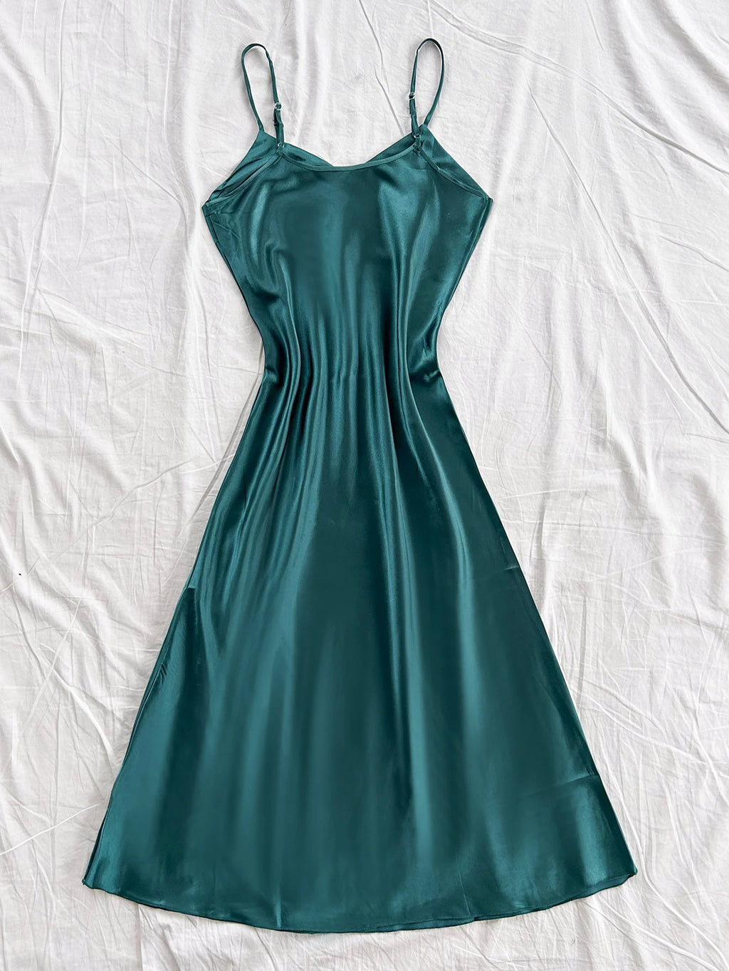 Camisón liso sin mangas con escote en V y corte largo