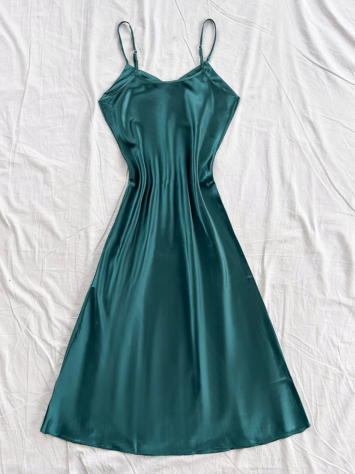 Camisón liso sin mangas con escote en V y corte largo