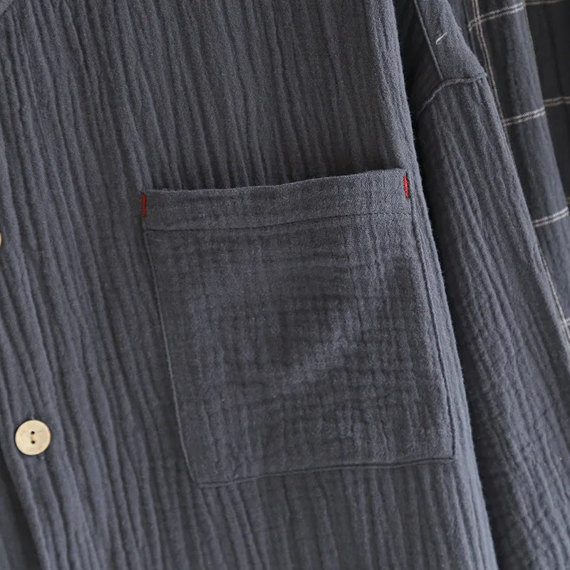 Pijama de algodón crepé a cuadros para adultos