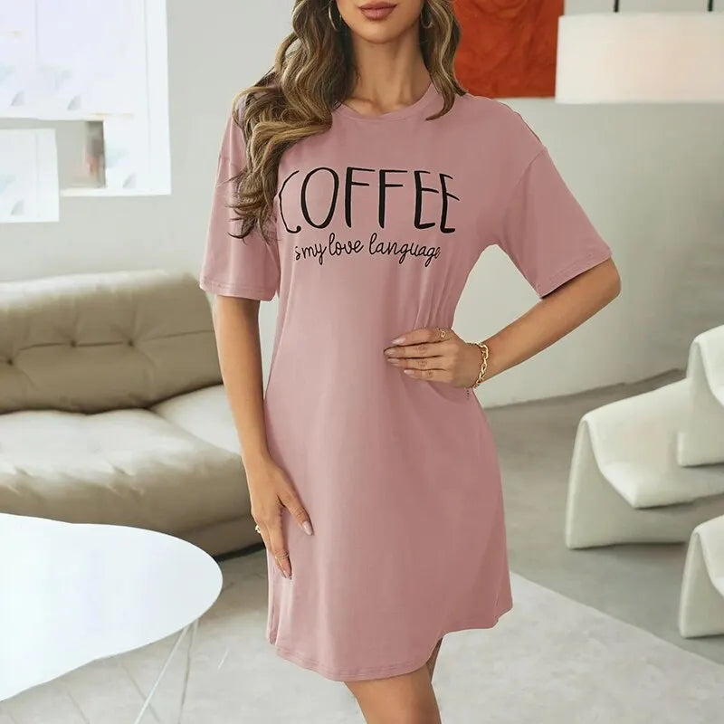 Camisón tipo remerón de manga corta estampado