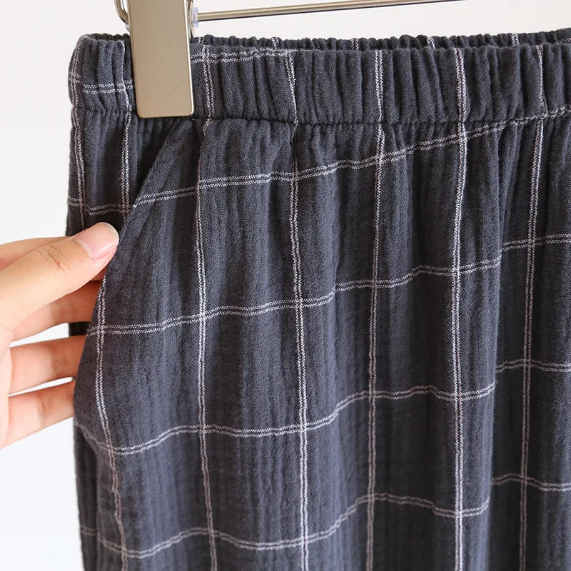 Pijama de algodón crepé a cuadros para adultos